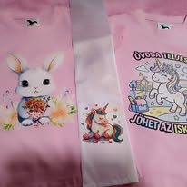Nyuszis-unikornisos egyedi textil