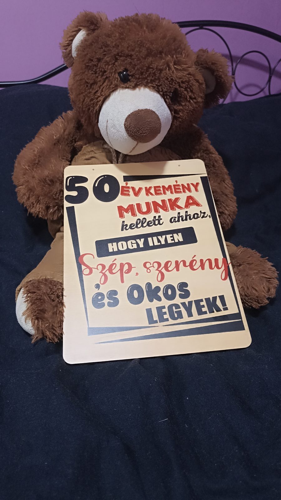50. születésnapos humoros szöveges fém dekor tábla